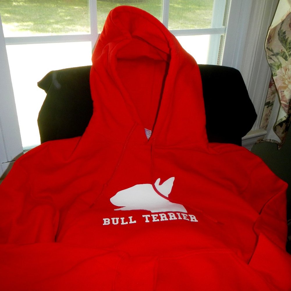 NEW Red Gildan Bull Terrier Hoody(heavy blend) LRG